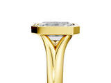 Yellow gold Bezel Set Emerald Solitaire Diamond Ring with Smooth Band 1
