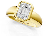 Yellow gold Bezel Set Emerald Solitaire Ring with Wide Band 2