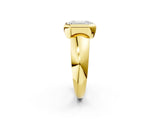 Yellow gold Bezel Set Emerald Solitaire Ring with Wide Band 3