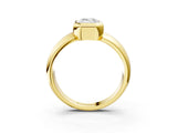 Yellow gold Bezel Set Emerald Solitaire Ring with Wide Band 4