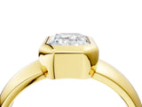 Yellow gold Bezel Set Emerald Solitaire Ring with Wide Band 5