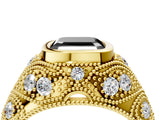 Yellow gold Bezel Set Fancy Black Asscher Cut Diamond Milgrain Band Ring_4