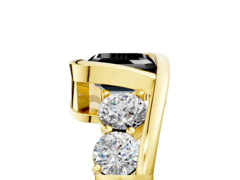 Yellow gold Bezel Set Fancy Black Asscher Cut Diamond Split Shank Ring_5