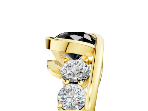 Yellow gold Bezel Set Fancy Black Cushion Cut Diamond Split Shank Ring_5