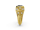 Yellow gold Bezel Set Fancy Black Emerald Cut Diamond Milgrain Band Ring_2