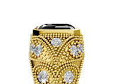 Yellow gold Bezel Set Fancy Black Emerald Cut Diamond Milgrain Band Ring_5