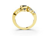 Yellow gold Bezel Set Fancy Black Emerald Cut Diamond Split Shank Ring_3