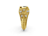 Yellow gold Bezel Set Fancy Black Heart Cut Diamond Milgrain Band Ring_2