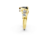 Yellow gold Bezel Set Fancy Black Heart Cut Diamond Split Shank Ring_2