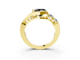 Yellow gold Bezel Set Fancy Black Heart Cut Diamond Split Shank Ring_3