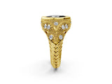 Yellow gold Bezel Set Fancy Black Marquise Cut Diamond Milgrain Band Ring_2