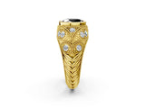 Yellow gold Bezel Set Fancy Black Oval Cut Diamond Milgrain Band Ring_2