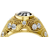 Yellow gold Bezel Set Fancy Black Oval Cut Diamond Milgrain Band Ring_4