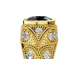 Yellow gold Bezel Set Fancy Black Oval Cut Diamond Milgrain Band Ring_5