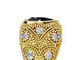 Yellow gold Bezel Set Fancy Black Pear Cut Diamond Milgrain Band Ring_5