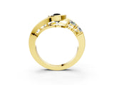 Yellow gold Bezel Set Fancy Black Pear Cut Diamond Split Shank Ring_3