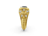 Yellow gold Bezel Set Fancy Black Princess Cut Diamond Milgrain Band Ring_2
