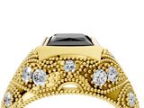 Yellow gold Bezel Set Fancy Black Princess Cut Diamond Milgrain Band Ring_4