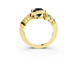 Yellow gold Bezel Set Fancy Black Princess Cut Diamond Split Shank Ring_3