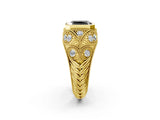 Yellow gold Bezel Set Fancy Black Radiant Cut Diamond Milgrain Band Ring_2