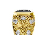 Yellow gold Bezel Set Fancy Black Radiant Cut Diamond Milgrain Band Ring_5