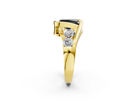 Yellow gold Bezel Set Fancy Black Radiant Cut Diamond Split Shank Ring_2