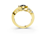 Yellow gold Bezel Set Fancy Black Round Cut Diamond Split Shank Ring_3