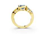 Yellow gold Bezel Set Fancy Blue Asscher Cut Diamond Split Shank Ring_3