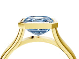 Yellow gold Bezel Set Fancy Blue Asscher  Cut Solitaire Ring with Tapered Band 4