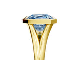 Yellow gold Bezel Set Fancy Blue Asscher  Cut Solitaire Ring with Tapered Band 5