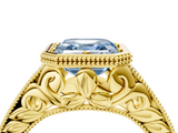 Yellow gold Bezel Set Fancy Blue Asscher  Diamond Milgrain Pave Engagement Ring_22