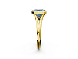 Yellow gold Bezel Set Fancy Blue Asscher  Solitaire Diamond Ring with Smooth Band 3