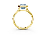 Yellow gold Bezel Set Fancy Blue Asscher  Solitaire Diamond Ring with Smooth Band 4