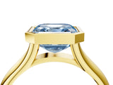 Yellow gold Bezel Set Fancy Blue Asscher  Solitaire Diamond Ring with Smooth Band 5