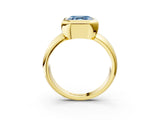 Yellow gold Bezel Set Fancy Blue Asscher  Solitaire Ring with Wide Band 5