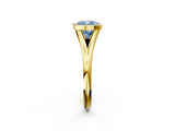 Yellow gold Bezel Set Fancy Blue Cushion  Cut Solitaire Ring with Tapered Band 2