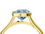 Yellow gold Bezel Set Fancy Blue Cushion  Cut Solitaire Ring with Tapered Band 4