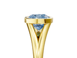 Yellow gold Bezel Set Fancy Blue Cushion  Cut Solitaire Ring with Tapered Band 5