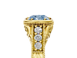 Yellow gold Bezel Set Fancy Blue Cushion  Diamond Milgrain Pave Engagement Ring_38