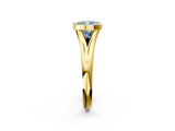 Yellow gold Bezel Set Fancy Blue Cushion  Solitaire Diamond Ring with Smooth Band 3