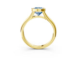 Yellow gold Bezel Set Fancy Blue Cushion  Solitaire Diamond Ring with Smooth Band 4