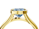 Yellow gold Bezel Set Fancy Blue Cushion  Solitaire Diamond Ring with Smooth Band 5