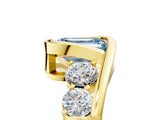 Yellow gold Bezel Set Fancy Blue Emerald Cut Diamond Split Shank Ring_5
