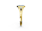 Yellow gold Bezel Set Fancy Blue Emerald  Cut Solitaire Ring with Tapered Band 3