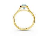 Yellow gold Bezel Set Fancy Blue Emerald  Cut Solitaire Ring with Tapered Band 4