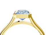 Yellow gold Bezel Set Fancy Blue Emerald  Cut Solitaire Ring with Tapered Band 5