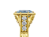 Yellow gold Bezel Set Fancy Blue Emerald  Diamond Milgrain Pave Engagement Ring_38