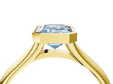 Yellow gold Bezel Set Fancy Blue Emerald  Solitaire Diamond Ring with Smooth Band 5