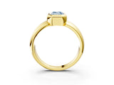 Yellow gold Bezel Set Fancy Blue Emerald  Solitaire Ring with Wide Band 4