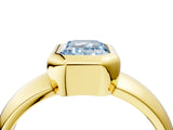 Yellow gold Bezel Set Fancy Blue Emerald  Solitaire Ring with Wide Band 5